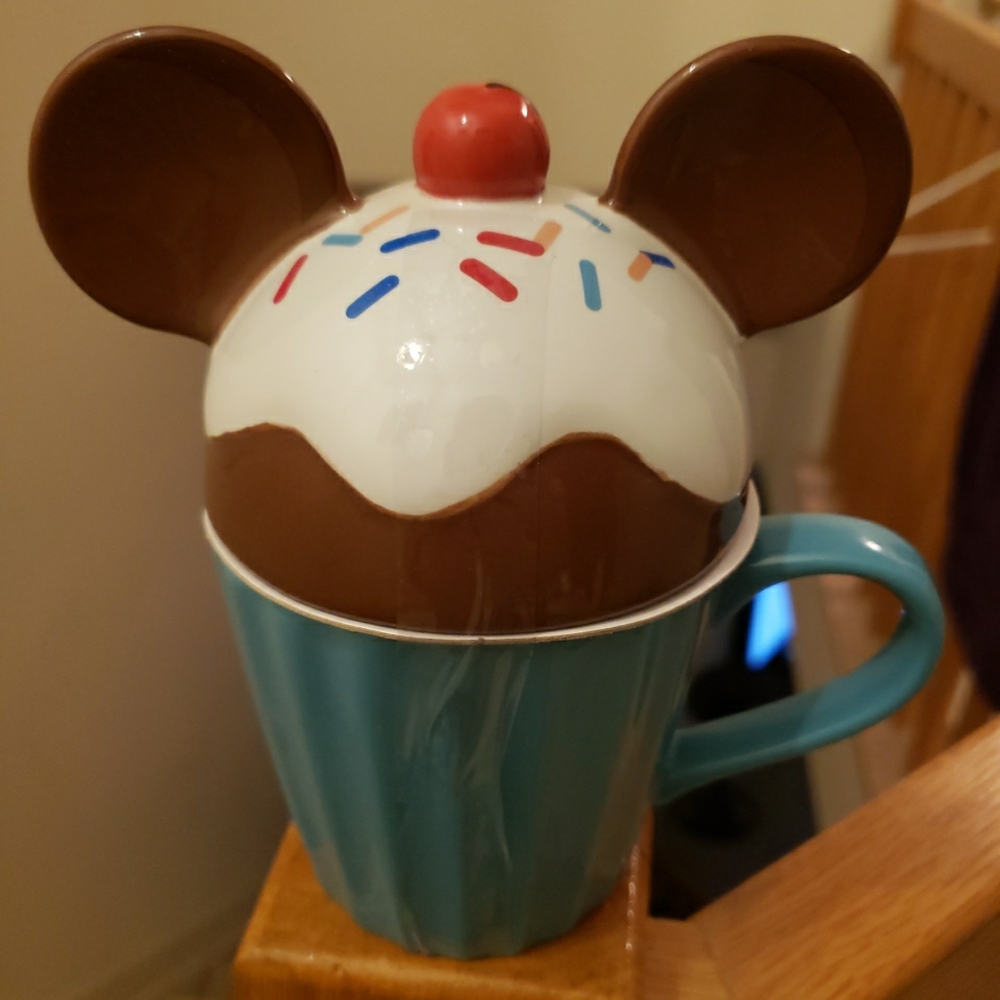 Disney Mickey Mouse Cupcake Topper Brown and Blue Mug NIB
